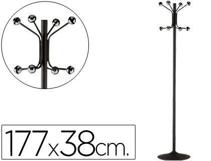 Perchero Metalico 606 Negro -Pie -8 Colgadores