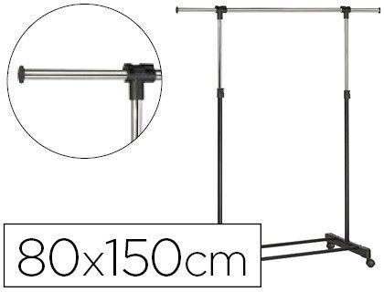 Perchero unilux extensible con 4 ruedas giratorias ajustable altura negro/cromado 80/150 x