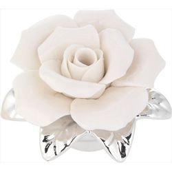 Perfumador latón 06cm 1869-02 Rosa Blanca Bicolor Plateado