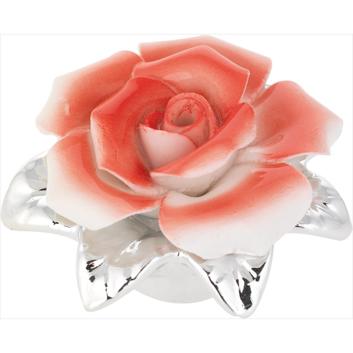 Perfumador latón 06cm 1869-04 Rosa Roja Bicolor Plateado