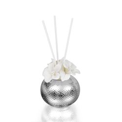 Perfumador Porcelana 10x10cm 5569/166 Plateada Detalles Florales Blanco