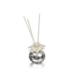 Perfumador Porcelana 8x8cm 5569/79 Plateada Detalles Florales Blanco