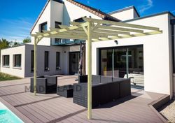 Pergola Adosada de madera Maciza NANTES con tratamiento Autoclave A4 + tornilleria