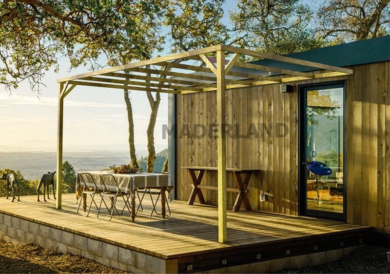 Pérgola adosada de madera maciza Toledo