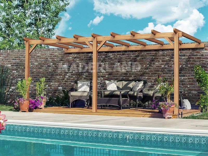 Pergola Adosada Madera Laminada PALMA GL24H + tornilleria INCLUIDA