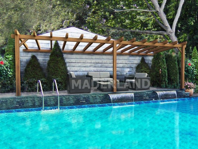 Pergola Adosada Madera Laminada SEVILLA GL24H + tornilleria INCLUIDA
