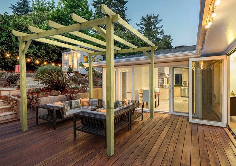 Pérgola autoportante de madera maciza Cambados