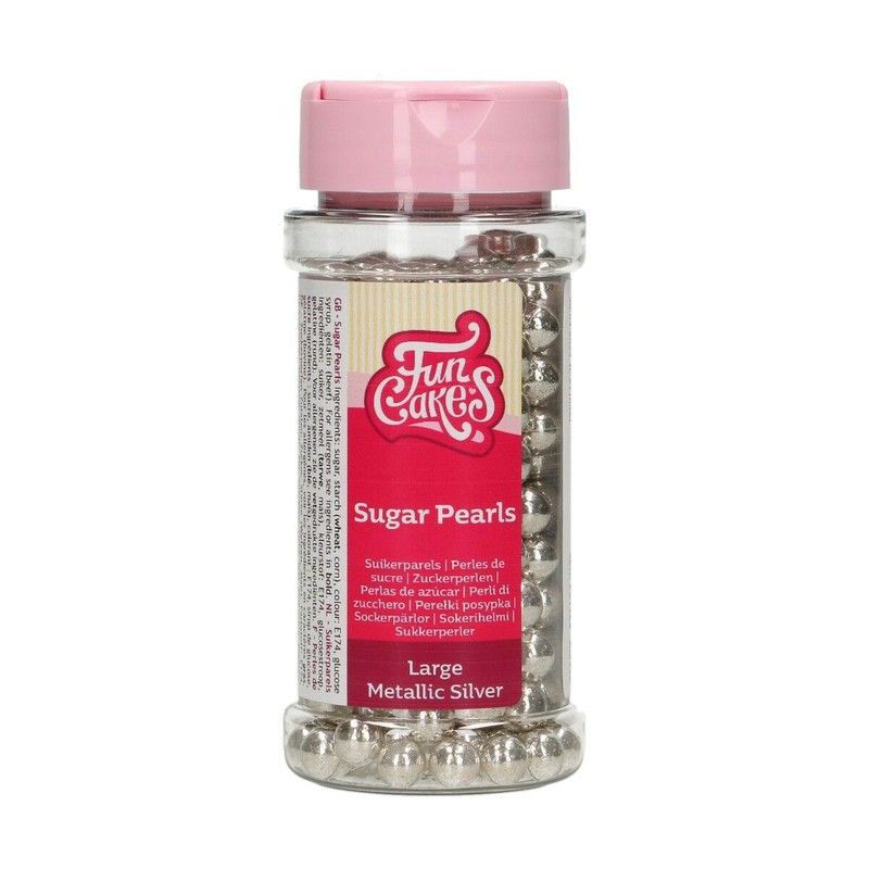 Perlas azúcar sprinkle plateadas funcakes 80 grs