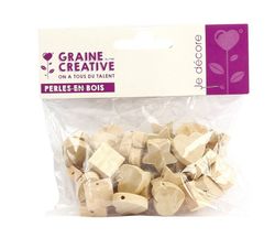 Perlas de madera Formas surtidas 40 unidades