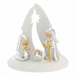 Pesebre Navidad Cerámica 13x8x14cm N8676-04 Portal Dosel Blanco Estrella Grande