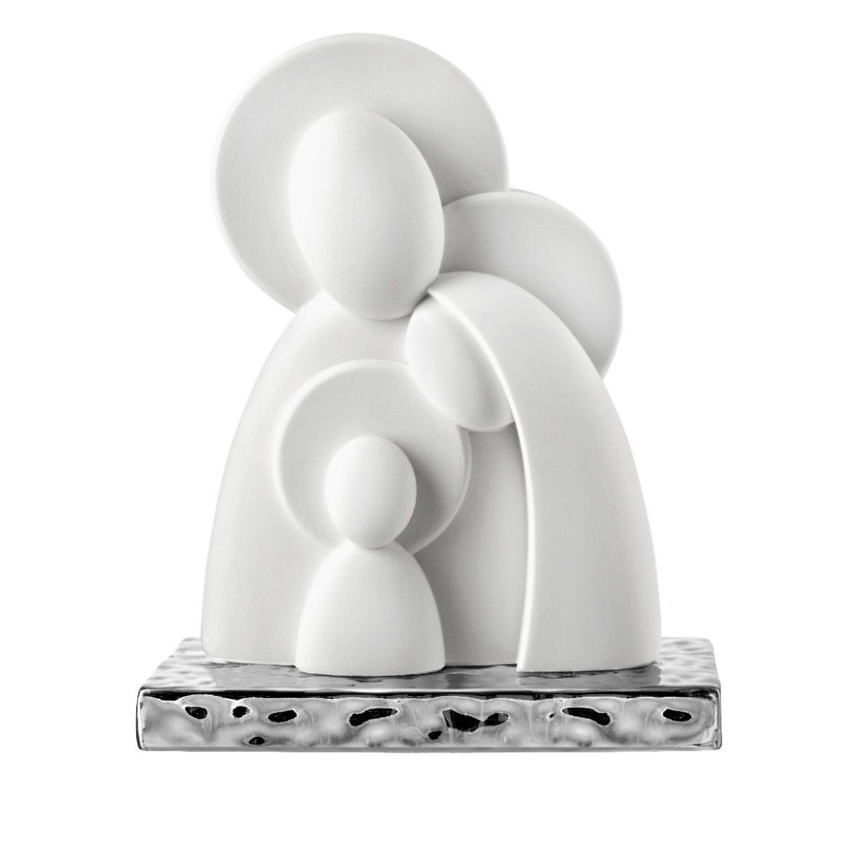 Pesebre Navidad Cerámica 7cm NT139/1AG Blanco Base Plateada