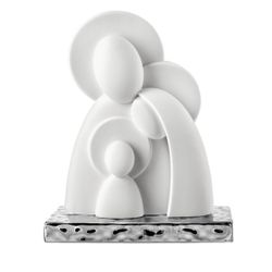 Pesebre Navidad Cerámica 7cm NT139/1AG Blanco Base Plateada