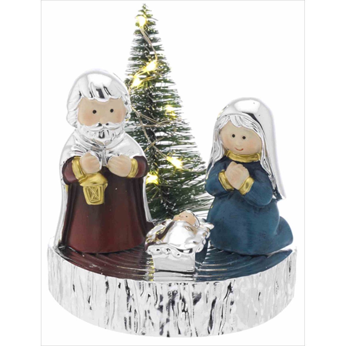 Pesebre Navidad Cerámica N8590-02AR Tronco Plateado