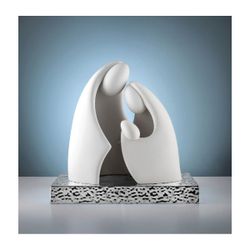 Pesebre Navidad Latón 14x13cm NT136/1AG Blanco Base Plateada