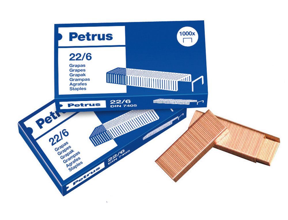 PETRUS Grapas 1000 ud. 22/6 Cobreada Ref. 55721