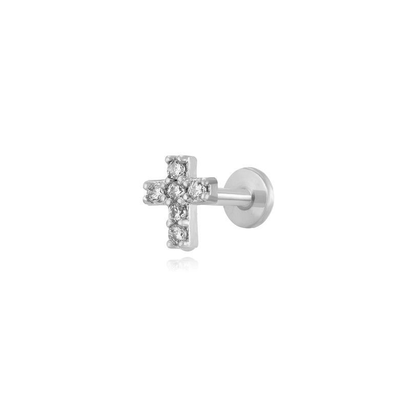 Piercing Acero 6mm PZA0022RH Cruz Con Circonitas