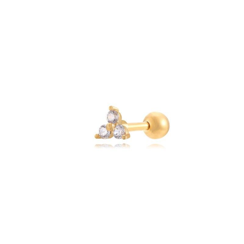 Piercing Acero Dorado 5mm PZA0013DOCZ Flor Con Circonitas