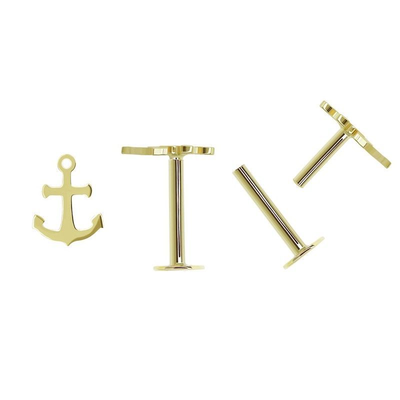 Piercing Nariz Oro 18kts Ancla 5,5x4,5mm Cierre Plano 8x3,5mm 0202015