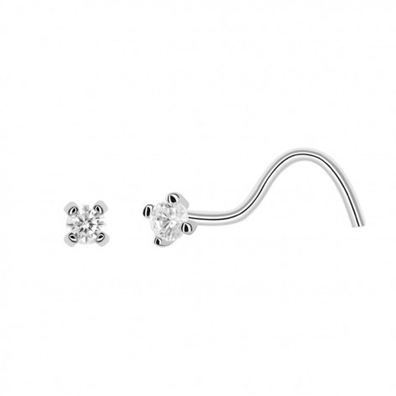 Piercing Nariz Oro Blanco 18kts 4 Garras Circonita 1,9mm 0204516