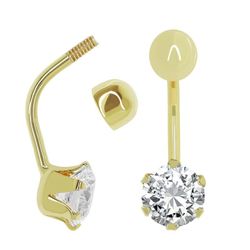 Piercing Ombligo Oro 18kts Circonitas  6 mm Garras 18 mm Alto 0206764
