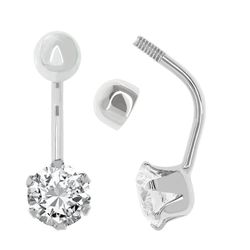 Piercing Ombligo Oro Blanco 18kts Motivo Circonitas De 6mm Garras 18mm Alto 0204877