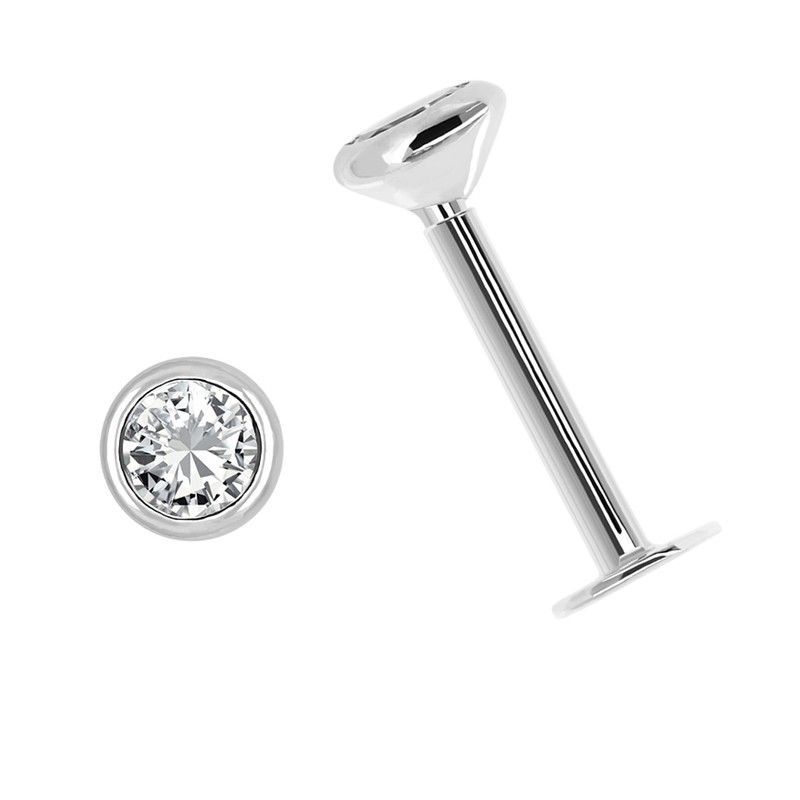 Piercing Oro Blanco 18kts Circonita Con Bocel de 3.5 mm. Cierre Plano. Alto 9 mm 0208098