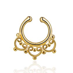 Piercing Plata Dorada 15mm PE00106DO Septum Flor