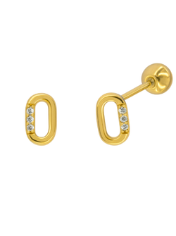 Piercing Plata Dorada Mujer PTR 61/C Óvalo Circonitas