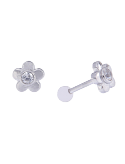 Piercing Plata Mujer PTR 24 Flor Circonita