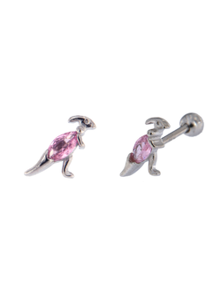 Piercing Plata Mujer PTR 35/P Dinosaurio Circonita Rosada