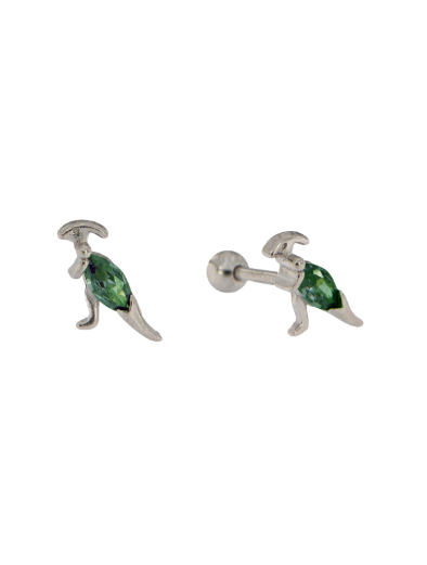 Piercing Plata Mujer PTR 35/V Dinosaurio Circonita Verde