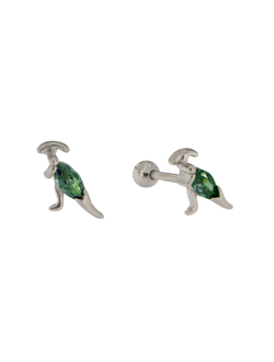 Piercing Plata Mujer PTR 35/V Dinosaurio Circonita Verde