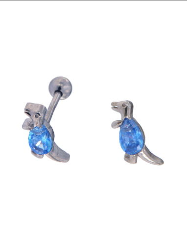 Piercing Plata Mujer PTR 36/S Dinosaurio Circonita Azul