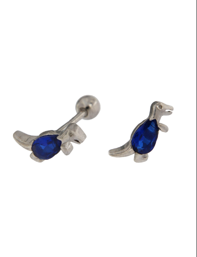 Piercing Plata Mujer PTR 36/Z Dinosaurio Circonita Azul