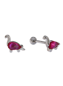 Piercing Plata Mujer PTR 37/R Dinosaurio Circonita Rosada