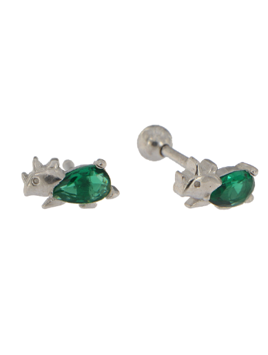 Piercing Plata Mujer PTR 38/V Dinosaurio Circonita Verde