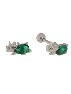 Piercing Plata Mujer PTR 38/V Dinosaurio Circonita Verde
