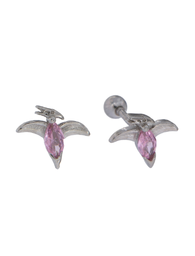 Piercing Plata Mujer PTR 40/P Dinosaurio Circonita Rosada
