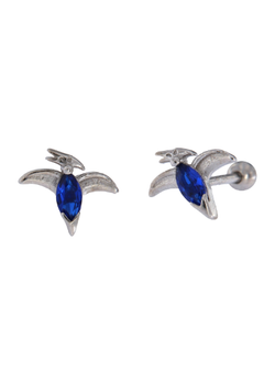 Piercing Plata Mujer PTR 40/Z Dinosaurio Circonita Azul