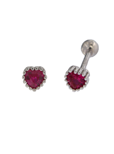 Piercing Plata Mujer PTR 43/R Corazón Circonita Roja