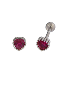 Piercing Plata Mujer PTR 43/R Corazón Circonita Roja