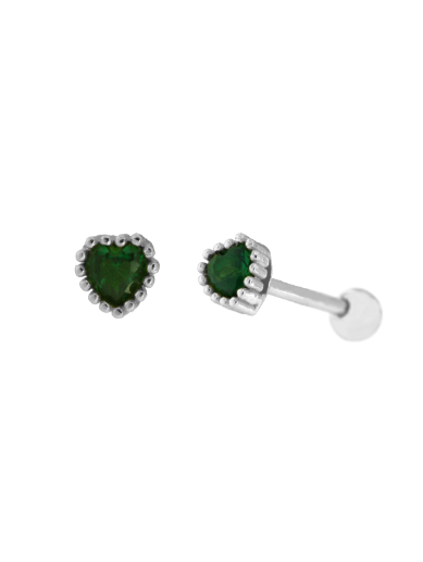 Piercing Plata Mujer PTR 43/V Corazón Circonita Verde