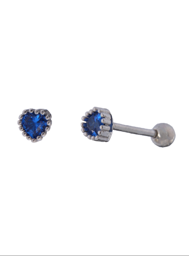 Piercing Plata Mujer PTR 43/Z Corazón Circonita Azul