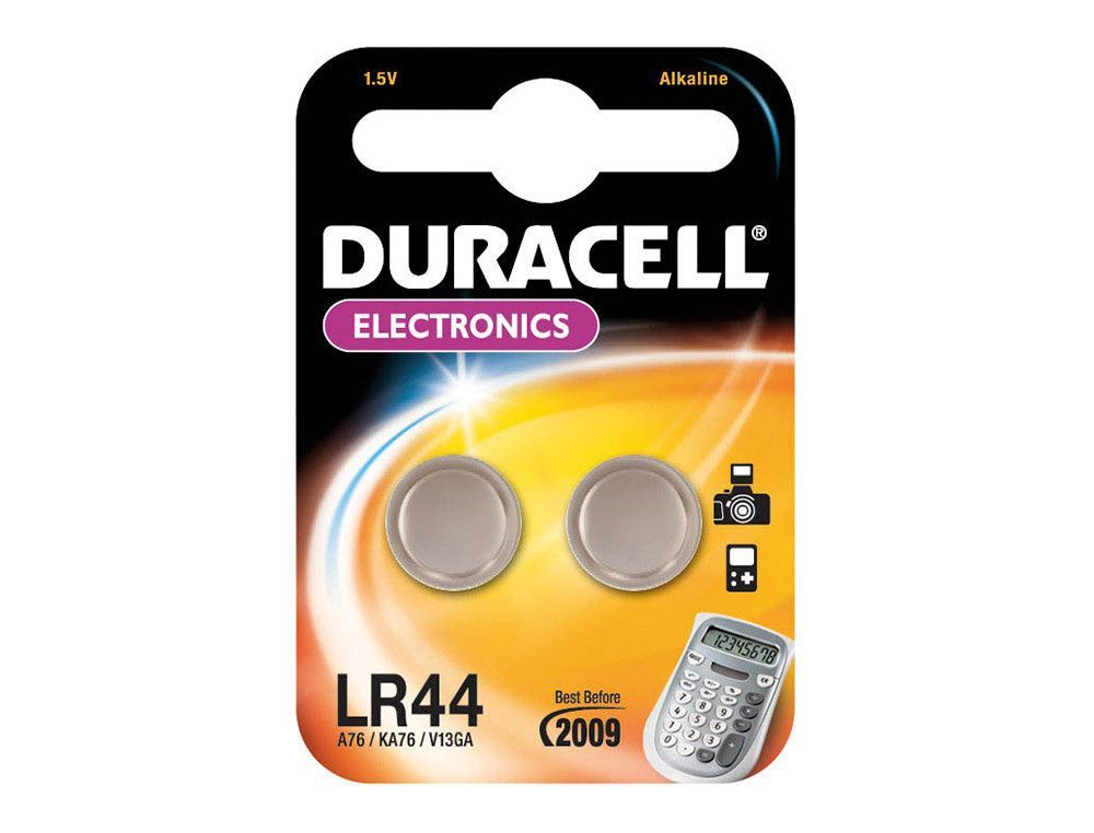 Pila duracell alcalina LR44 blister 2 boton