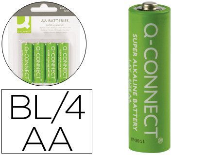 Pila Q-Connect Alcalina AA -Blister con 4 Pilas