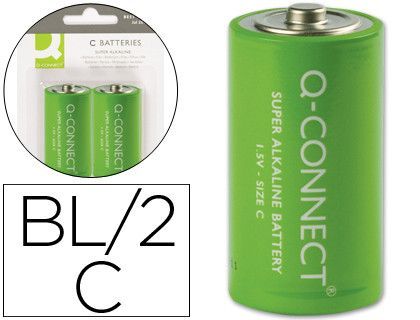 Pila Q-Connect Alcalina C -Blister con 2 Pilas