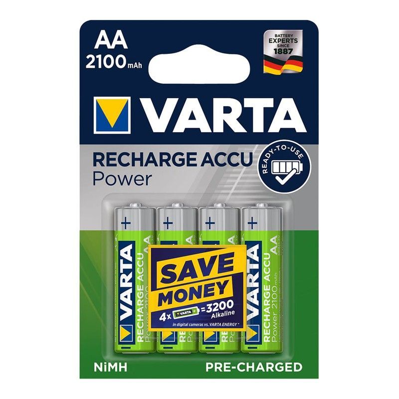 Pila varta recargable accu power aa lr06 2100mah pack 4uni