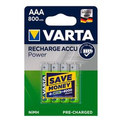 Pila varta recargable accu power aaa lr03 800mah pack 4uni