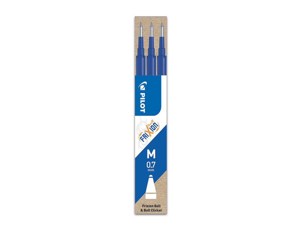 PILOT Recambio boligrafo Frixion Pack 3 Azul BLS-FR7-L-S3