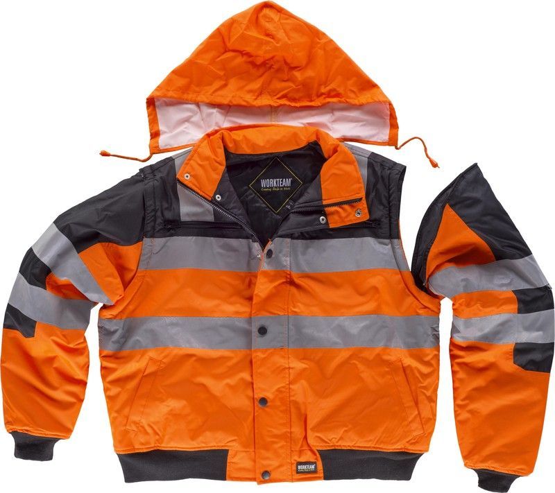 Piloto combinada con cierre de cremallera Negro / Naranja